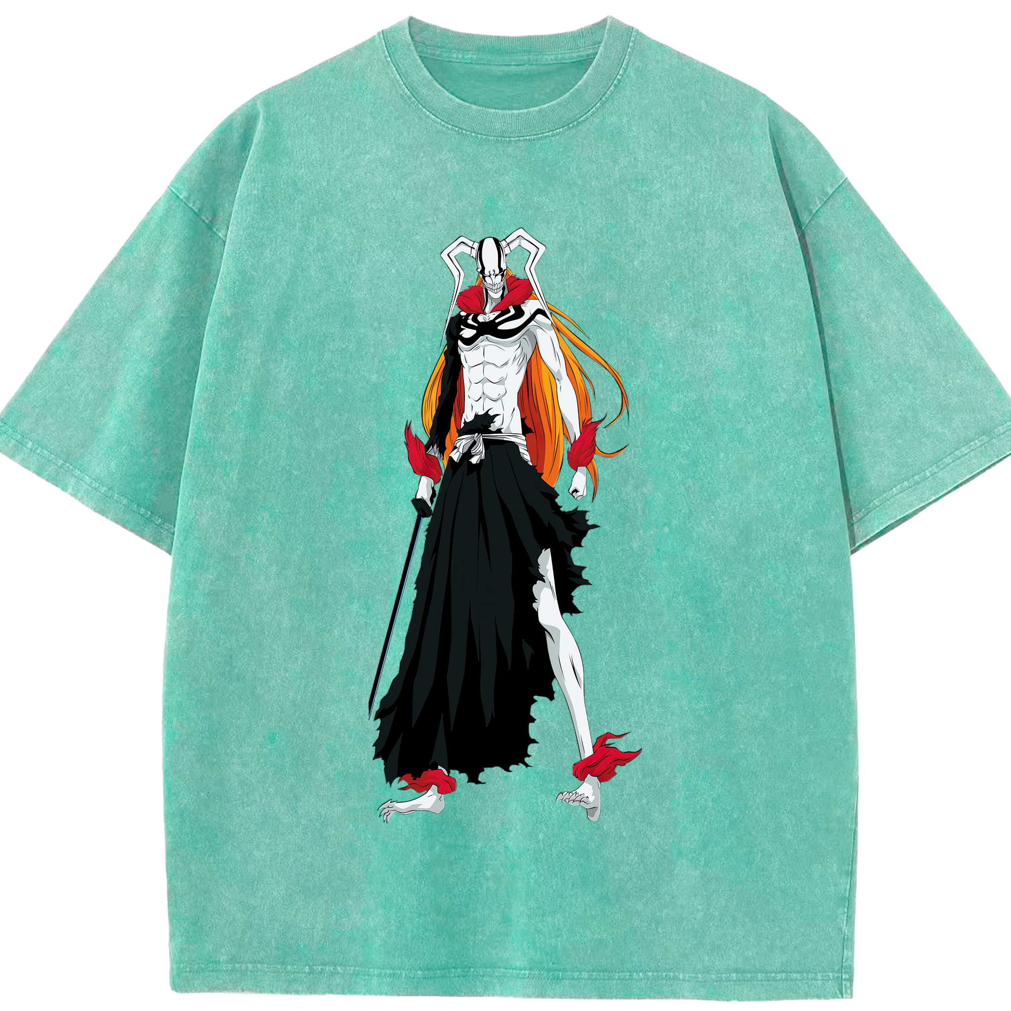 （画像用） ブリーチ 黒崎一護（くろさき いちご）BLEACH Kurosaki Ichigo 綿100% ヴィンテージ風 半袖Tシャツ（フロントプリント）